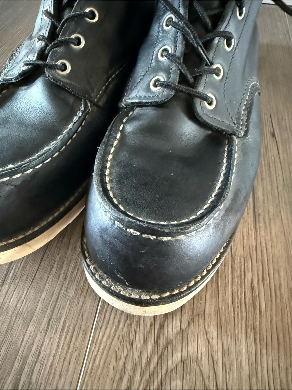 Red Wing 9075 Moc Toe Black Leather Made In USA Boots Size 11 - Picture 4 of 9